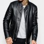 Mens Black Leather Racing Biker Jackets with Lined Inner Design