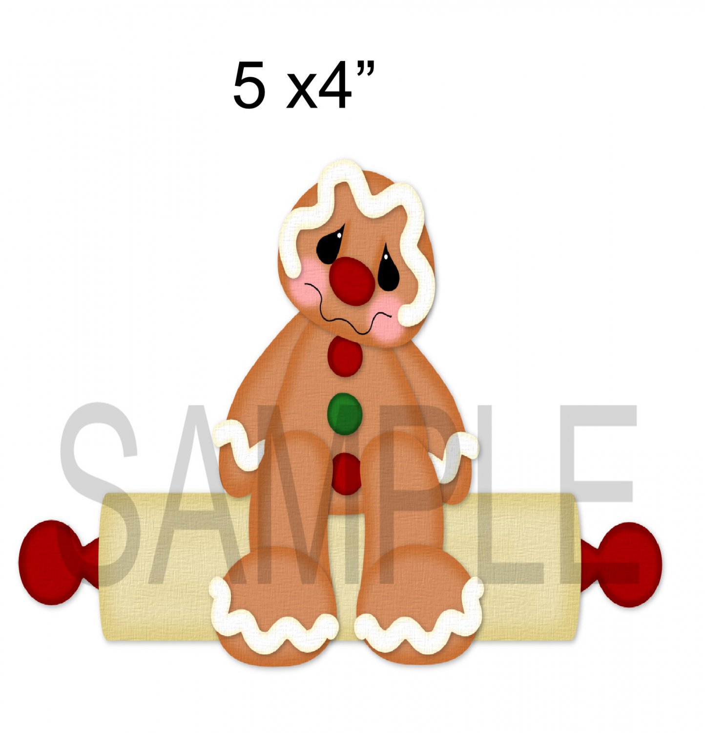 Gingerbread Man on Rolling Pin- Printed Paper Piece