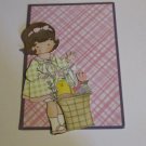 Easter Basket Girl Rabbit Sewn Mat and Piece - Mat Set