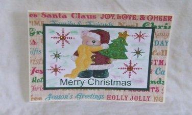 Merry Christmas Bear with Tree- 5x7" Greeting Card with envelope