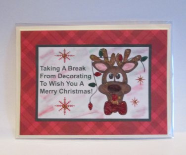 Taking A Break from Decorating Deer Head - 5x7" Greeting Card with envelope