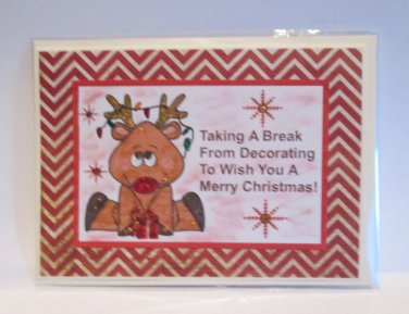 Taking A Break from Decorating Deer - 5x7" Greeting Card with envelope