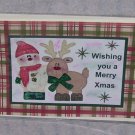 Wishing You a Merry Christmas Snowman and Deer - 5x7" Greeting Card with envelope Wishing You a Merry Christmas Snowman and Deer - 5x7" Greeting Card with envelope