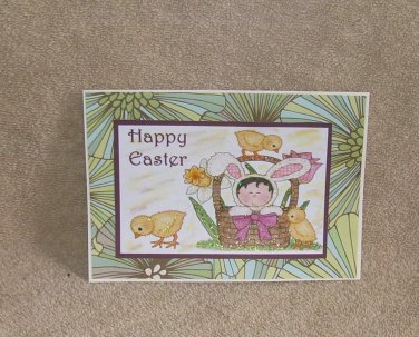 Happy Easter Boy in Basket - 5x7" Greeting Card with envelope