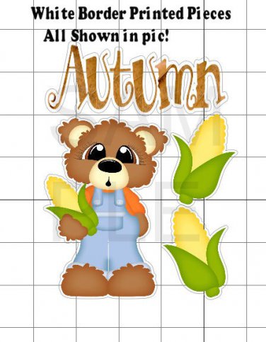 Autumn Bear 1 -White Border Printed Piece Set