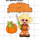 Carving Pumpkins Girl -White Border Printed Piece Set