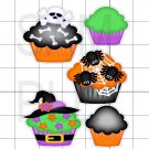 Halloween Cupcakes -White Border Printed Piece Set