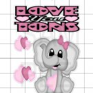 Love You Tons Girl Elephant- White Border Printed Piece Set