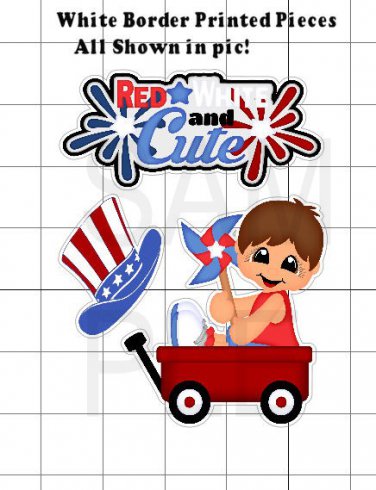 Red White and Cute Boy - White Border Printed Piece Set