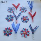 Set 8 - Handmade Flowers and Paper Clips - 12 pc set Set 8 - Handmade Flowers and Paper Clips - 12 pc set