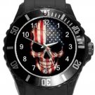 USA Flag Skull Plastic Sport Watch In Black