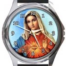 Mother Mary Round Metal Watch