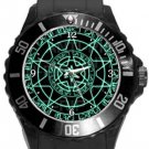 Green Magic Circle Plastic Sport Watch In Black
