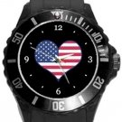 I Love USA Flag Plastic Sport Watch In Black