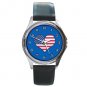 I Love USA Flag Blue Round Metal Watch