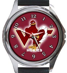 Virginia Tech Hokies Round Metal Watch