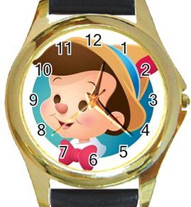 Pinocchio Gold Metal Watch