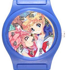 Sailor Moon and Sailor Chibi Moon Blue Plastic Watch