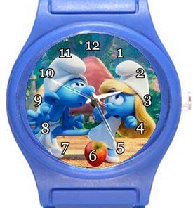 Smurf and Smurfette Blue Plastic Watch
