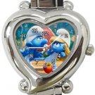 Smurf and Smurfette Heart Italian Charm Watch