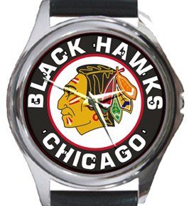 Chicago Black Hawks Round Metal Watch