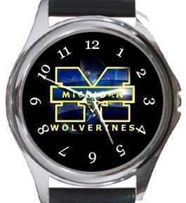 Michigan Wolverines Round Metal Watch