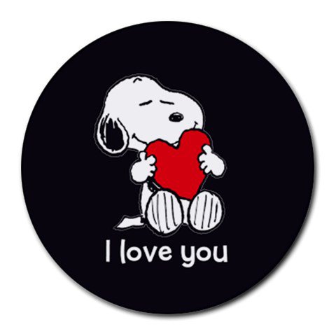 Snoopy I Love You Heat-Resistant Round Mousepad