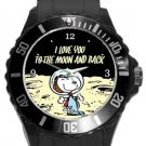 Snoopy I Love You To The Moon And Back Plastic Sport Watch In Black