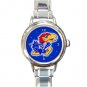 Kansas Jayhawks Round Italian Charm Watch
