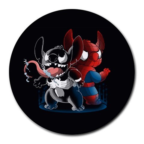Stitch as Spiderman Heat-Resistant Round Mousepad