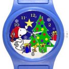 Snoopy and Woodstock Christmas Blue Plastic Watch