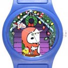 Snoopy Is It Christmas Already Blue Plastic Watch