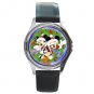 Mickey and Minnie Christmas Wreath Round Metal Watch