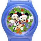 Mickey and Minnie Christmas Wreath Blue Plastic Watch