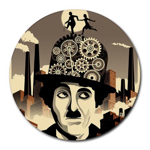 Charlie Chaplin Modern Times Heat-Resistant Round Mousepad