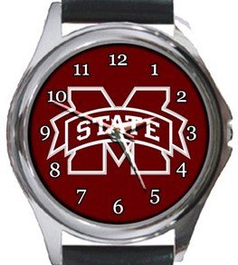 Mississippi State Bulldogs Round Metal Watch