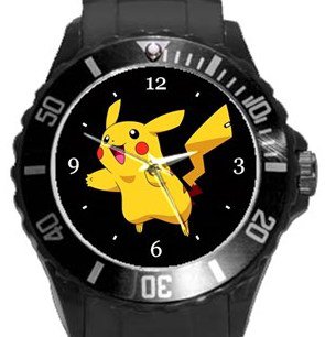 Cute Pikachu Plastic Sport Watch In Black