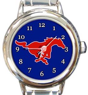Southern Methodist University SMU Mustangs Round Italian Charm Watch