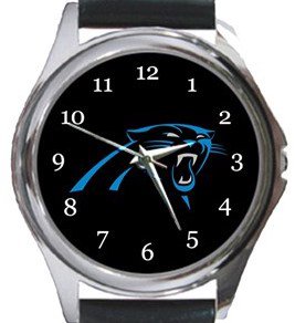 The Carolina Panthers Round Metal Watch