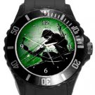 Green Arrow Plastic Sport Watch In Black