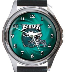 Philadelphia Eagles Helmet Round Metal Watch