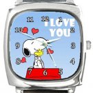 Snoopy I Love You Square Metal Watch