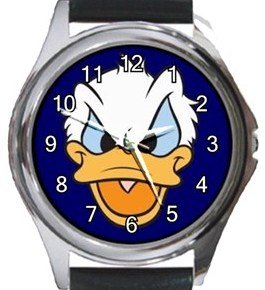 Grumpy Donald Duck Round Metal Watch