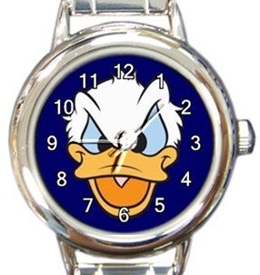 Grumpy Donald Duck Round Italian Charm Watch