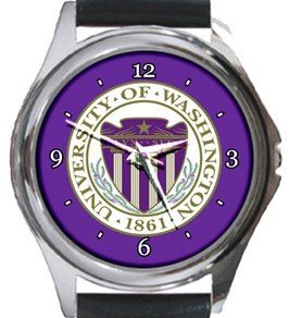 University of Washington Round Metal Watch