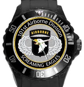 101st Airborne Division Screaming Eagles Plastic Sport Watch In Black