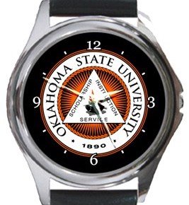 Oklahoma State University Round Metal Watch