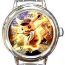Cute Detective Pikachu Round Italian Charm Watch
