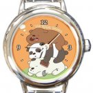 Sleeping Bare Bears Round Italian Charm Watch