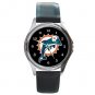 Miami Dolphins Football Round Metal Watch